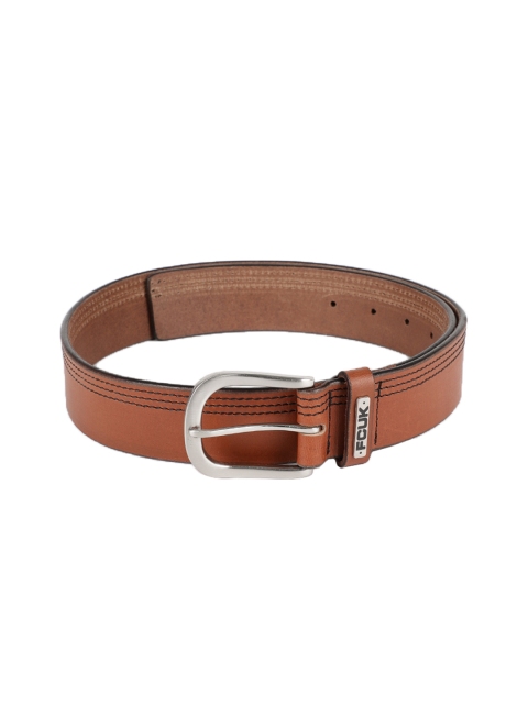 

French Connection Men Tan Brown Leather Solid Belt