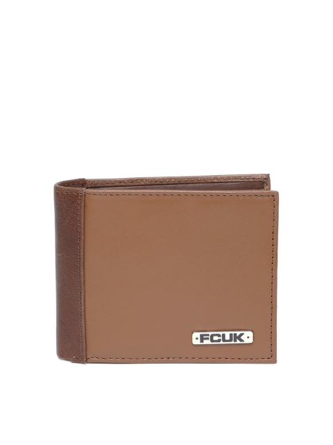 

French Connection Men Brown Solid Leather Two Fold Wallet