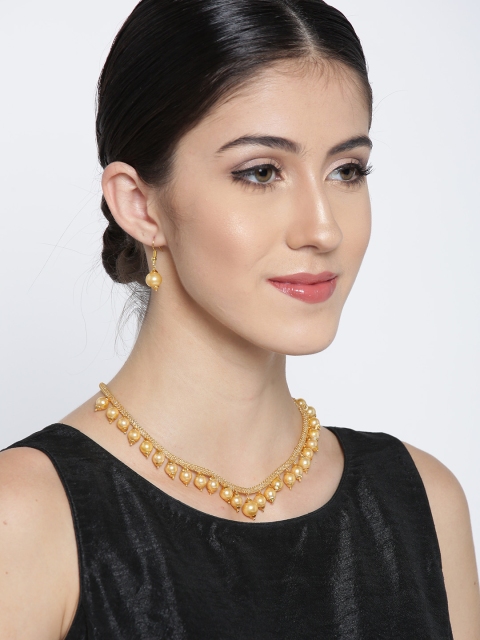 

Priyaasi Off-White & Gold-Toned Beaded Jewellery Set