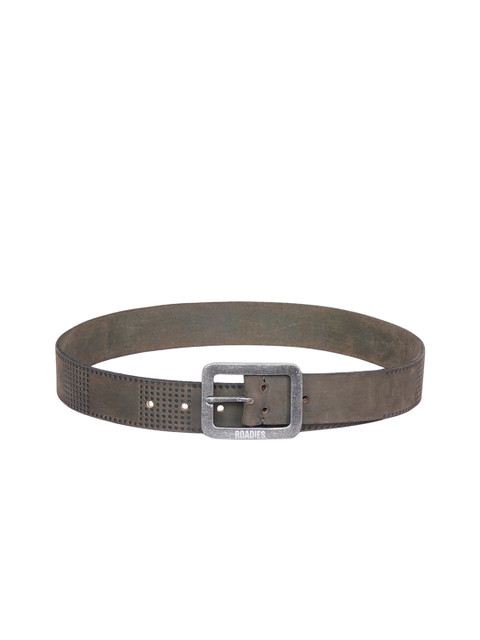 

Justanned Men Olive Green Textured Belt