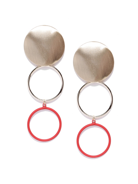 

Jewels Galaxy Red Gold-Plated Circular Drop Earrings