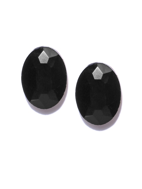 

Jewels Galaxy Black Gold-Plated Oval Stone Studs