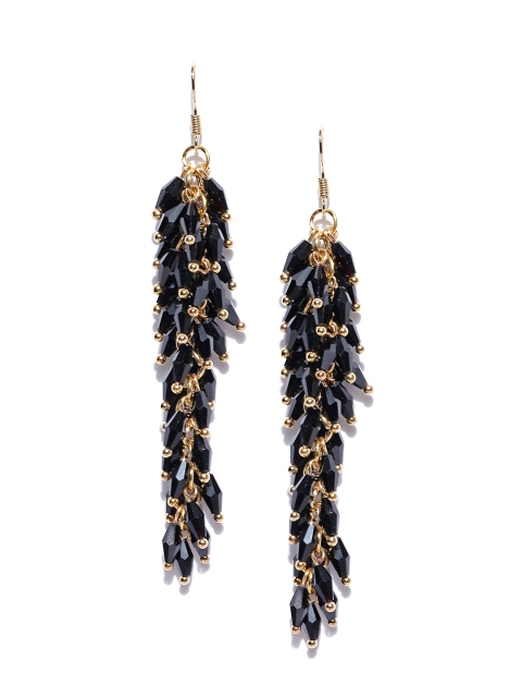 

Jewels Galaxy Black Gold-Plated Beaded Contemporary Drop Earrings