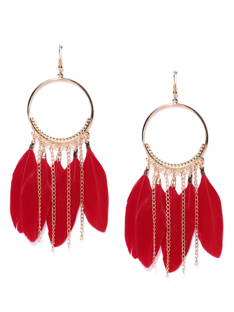 

Jewels Galaxy Red Gold-Plated Circular Drop Earrings