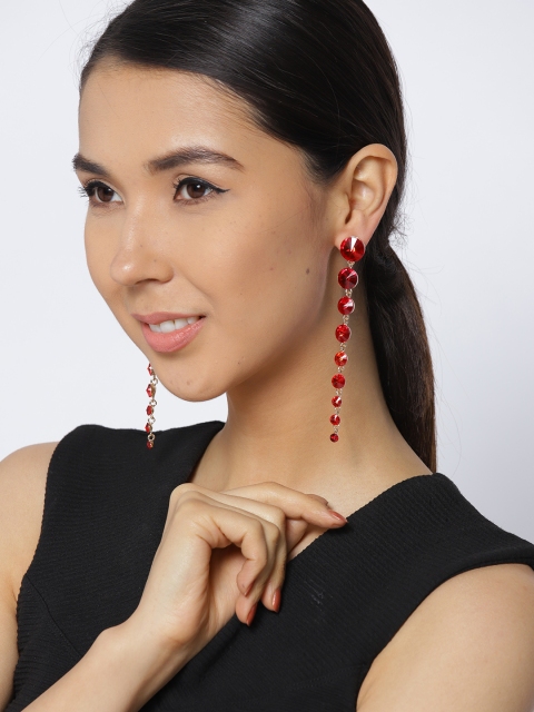 

Jewels Galaxy Red Gold-Plated Circular Drop Earrings