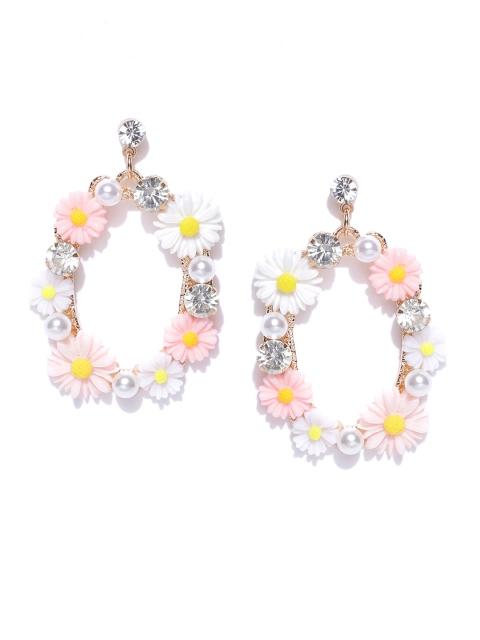 

Jewels Galaxy Pink & White Gold-Plated Oval Drop Earrings