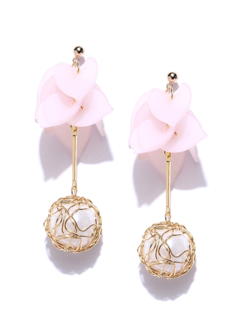 

Jewels Galaxy Pink & Off-White Gold-Plated Contemporary Drop Earrings