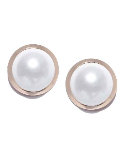 

Jewels Galaxy Off-White Gold-Plated Circular Studs