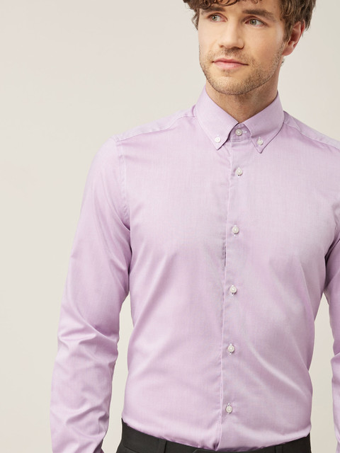 

next Men Lavender Classic Regular Fit Solid Formal Shirt