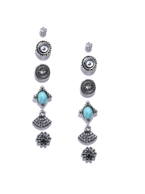 

OOMPH Set of 6 Oxidised Silver-Plated Studs
