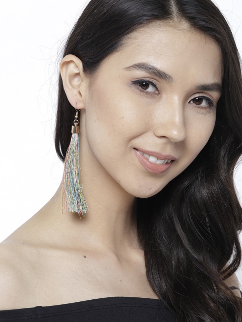 

OOMPH Multicoloured Gold-Plated Tasselled Drop Earrings, Multi