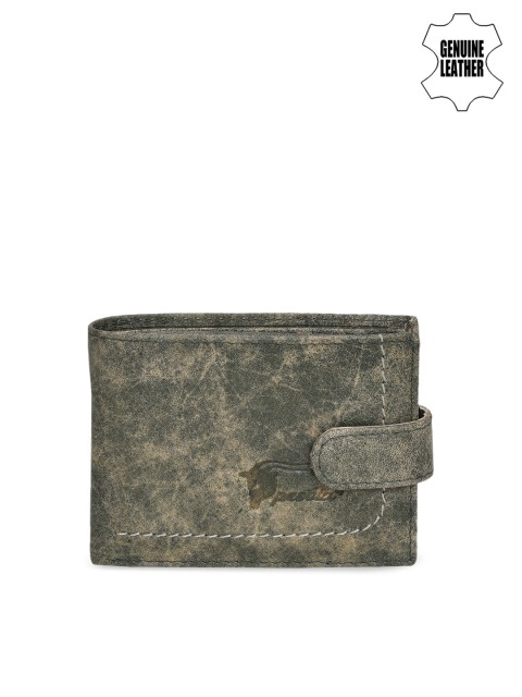 

Peseta Men Olive Green Self-Design Two Fold Wallet