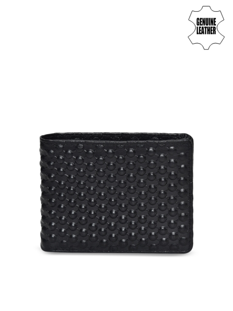 

Peseta Men Black Textured Two Fold Wallet