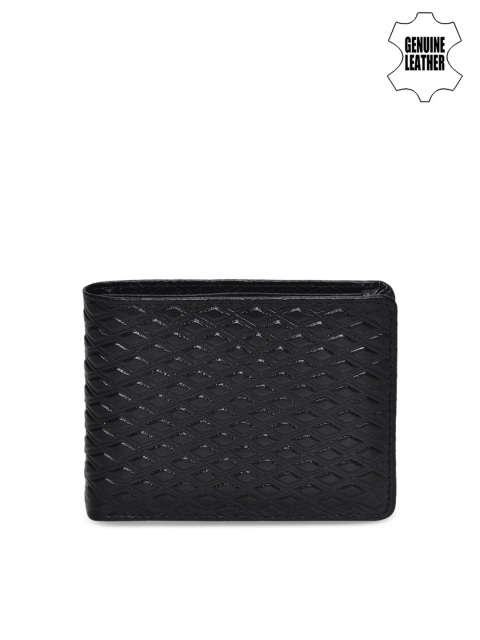 

Peseta Men Black Textured Two Fold Wallet