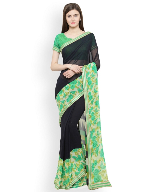 

Shaily Green & Black Embellished Pure Georgette Saree