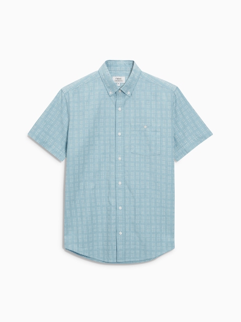 

next Men Blue Regular Fit Printed Casual Shirt