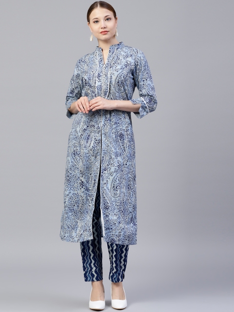 

Jaipur Kurti Women Blue Printed Kurta with Trousers
