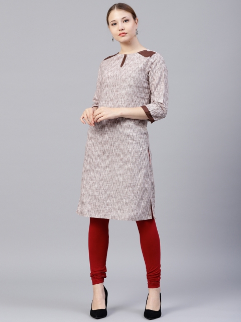 

Jaipur Kurti Women Brown Solid Straight Kurta