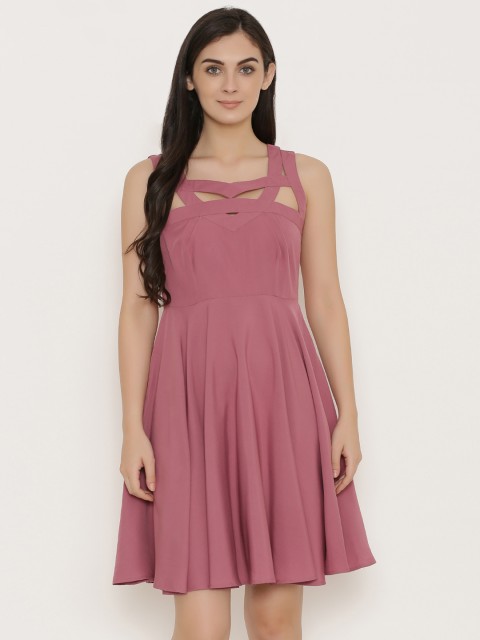 

MABISH by Sonal Jain Women Mauve Solid Fit and Flare Dress
