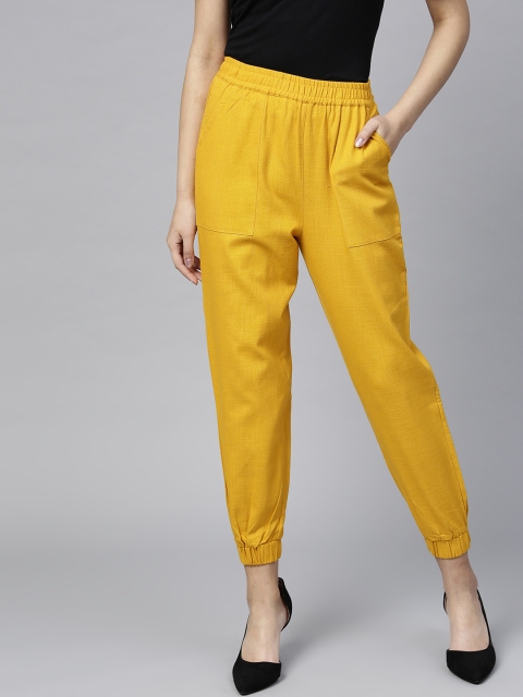 

Jaipur Kurti Women Mustard Yellow Regular Fit Solid Joggers