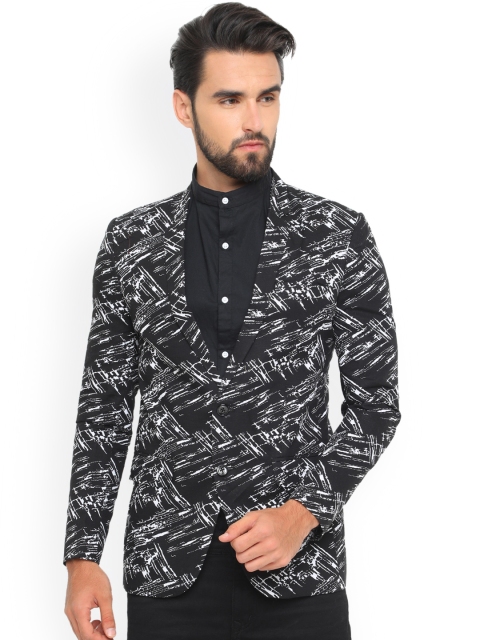 

SHOWOFF Black & White Single-Breasted Printed Blazer