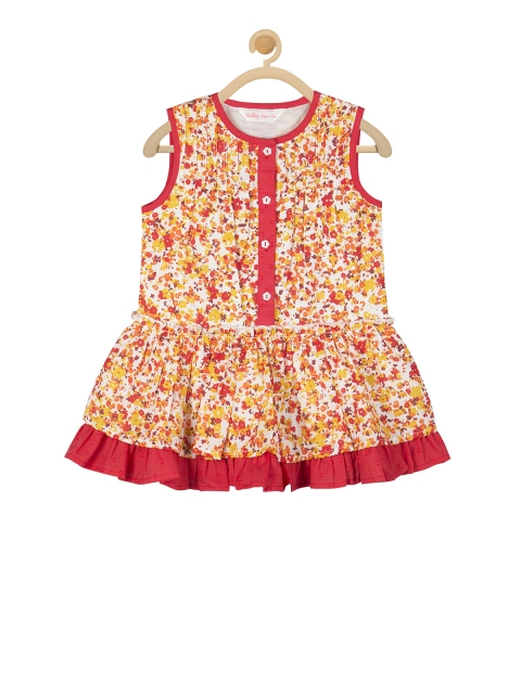 

Budding Bees Girls Orange Printed Fit and Flare Dress