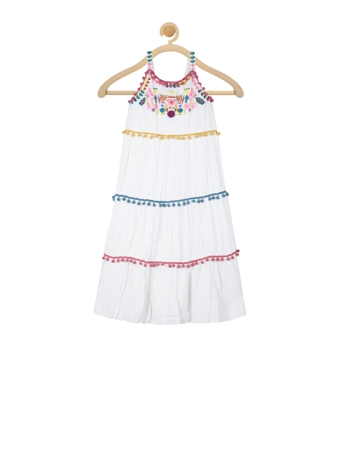 

Budding Bees Girls White Printed A-Line Dress