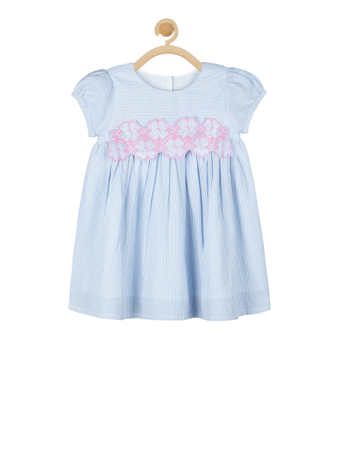 

Budding Bees Girls Blue Striped Fit and Flare Dress