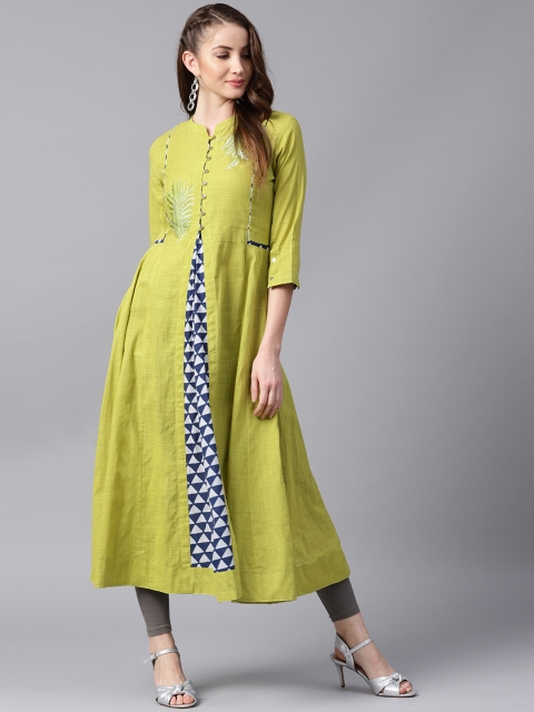 

ANAISA Women Green Yoke Design Embroidered Anarkali Kurta