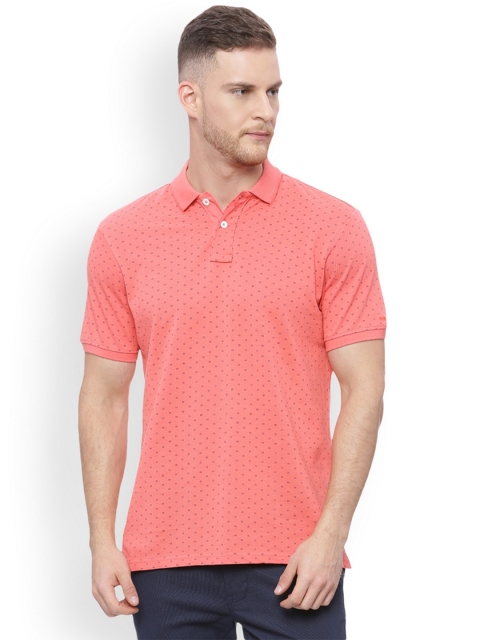 

Basics Men Pink Printed Polo Collar Slim Fit T-shirt