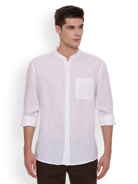 

Basics Men White Slim Fit Solid Casual Shirt
