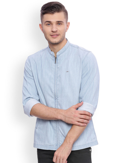 

Basics Men Blue Slim Fit Solid Casual Shirt