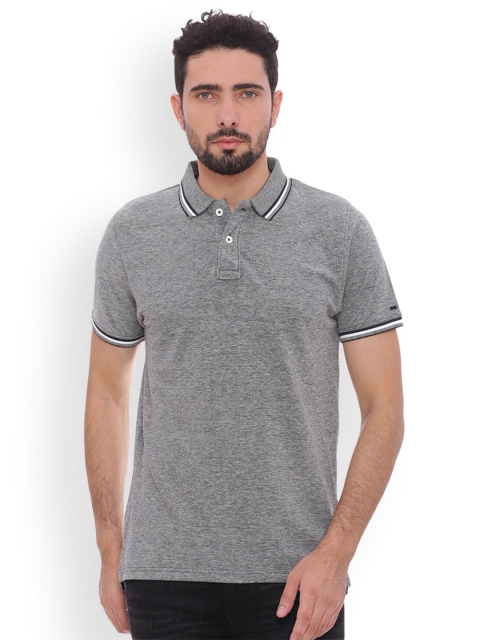 

Basics Men Grey Solid Polo Collar T-shirt