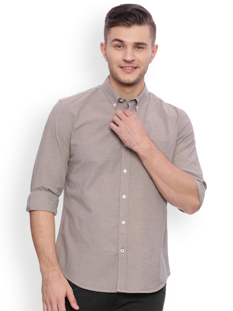 

Basics Men Khaki Slim Fit Solid Casual Shirt