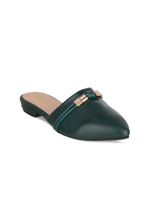 

Sherrif Shoes Women Green Solid Synthetic Mules