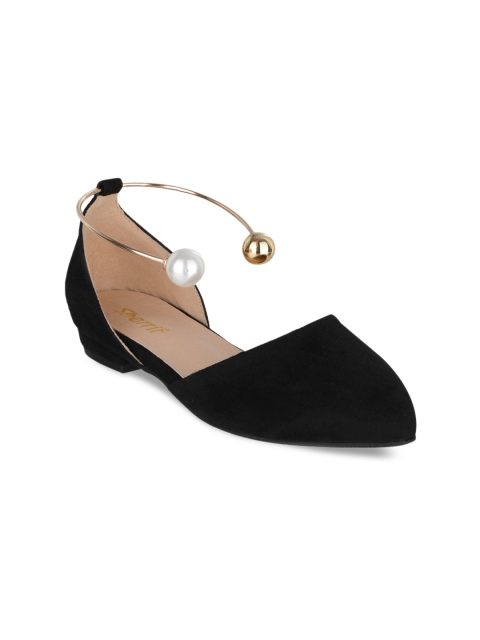 

Sherrif Shoes Women Black Solid Velvet Ballerinas