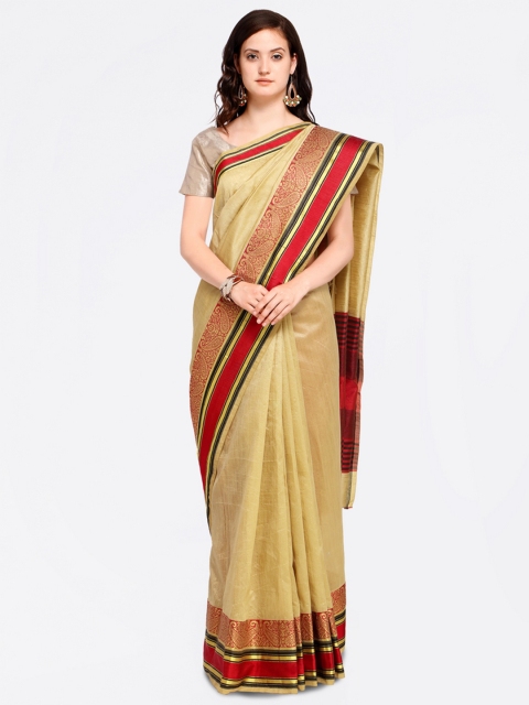 

Stylee LIFESTYLE Beige Silk Blend Woven Design Banarasi Saree
