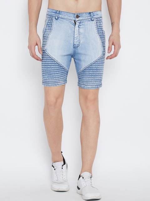 

FUGAZEE Men Blue Washed Slim Fit Denim Shorts