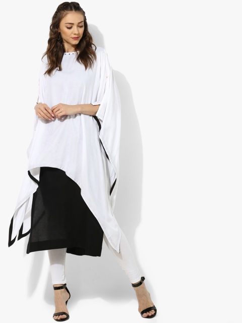 

Sangria Women White & Black Colourblocked Asymmetric Layered Kaftan Kurta