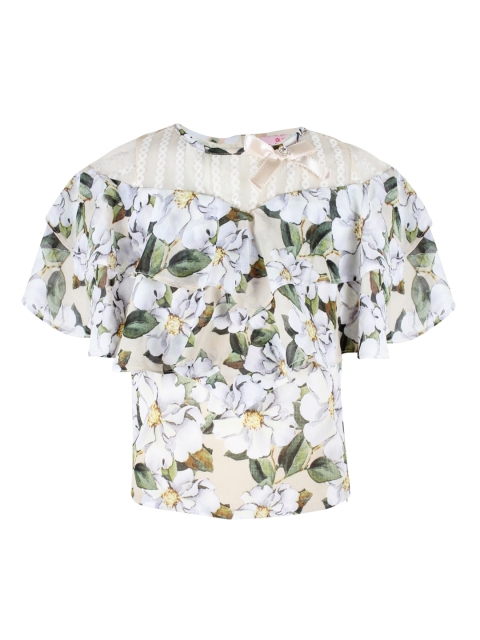 

CUTECUMBER Girls Beige Printed Cape Top