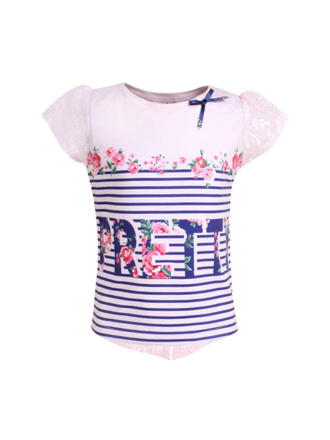 

CUTECUMBER Girls Pink Striped Top