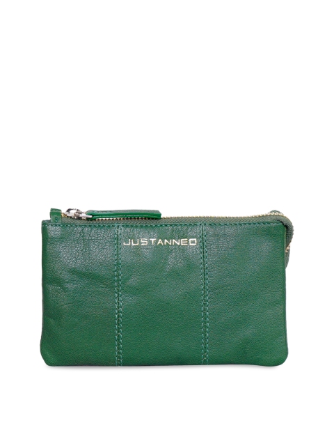 

Justanned Women Green Solid Zip Around Wallet