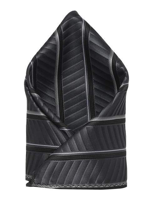 

Alvaro Castagnino Men's Black & Grey Striped Pocket Square