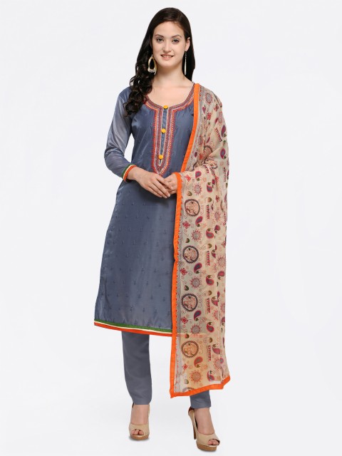 

Saree mall Grey & Beige Semi-Stitched Dress Material