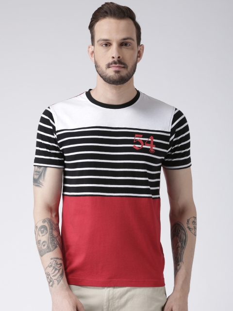 

Club York Men Red Striped Round Neck T-shirt