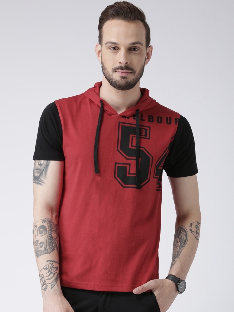 

Club York Men Red Printed Hood T-shirt