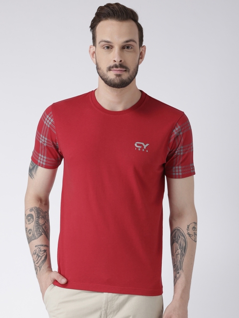 

Club York Men Red Printed Round Neck T-shirt