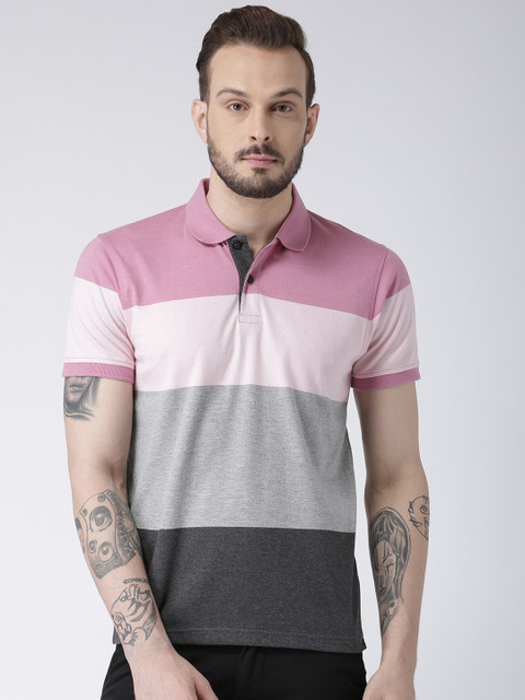 

Club York Men Pink Colourblocked Polo Collar T-shirt