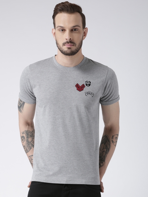 

Club York Men Grey Solid Round Neck T-shirt