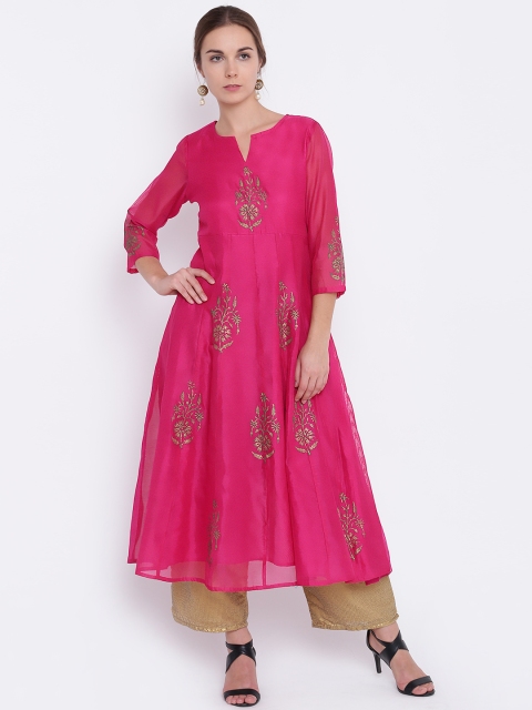 

Shakumbhari Women Pink Printed Anarkali Kurta